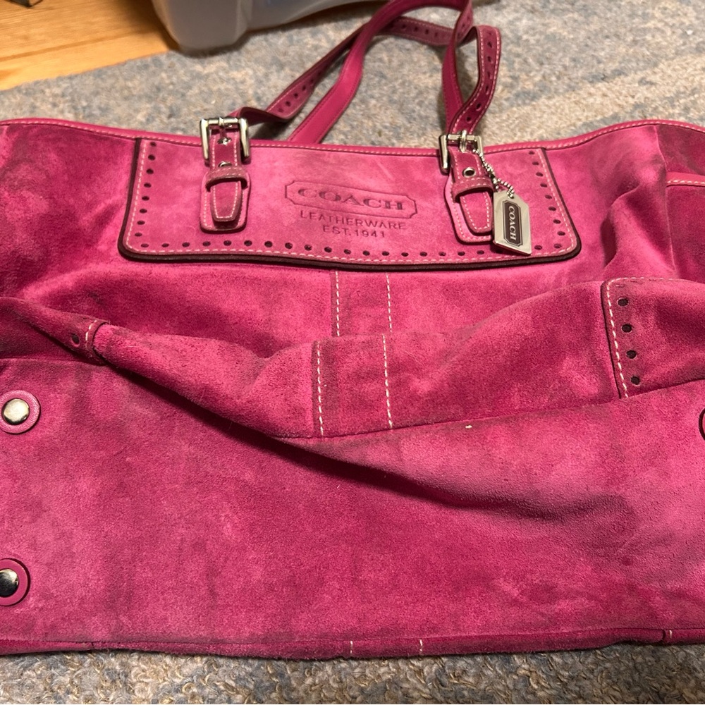 Coach Suede Magenta Tote Bag Vintage 2000s